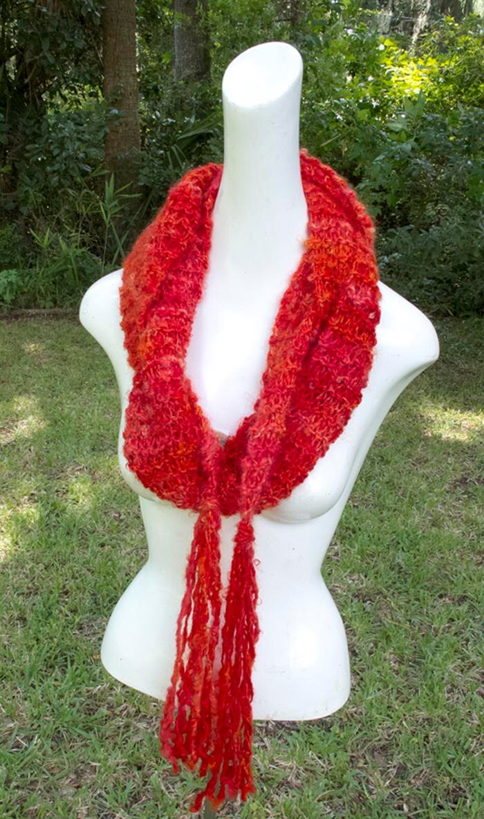 Bulky Stricken Scarlet Schal in Handgesponnenen Garn Von Jähigen Mohair Und Wensleydale, Lang, Weich Warm Bulky Stricken Scarlet Schal in Handgesponnenen Garn Von Jähigen Mohair Und Wensleydale, Lang, Weich Warm von GrayMoonWearables