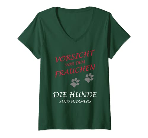Damen Hunde Vorsicht vor dem Frauchen die Hunde sind harmlos Gassi T-Shirt mit V-Ausschnitt Damen Hunde Vorsicht vor dem Frauchen die Hunde sind harmlos Gassi T-Shirt mit V-Ausschnitt von Grazy Dog, Doglover Hundeliebhaber