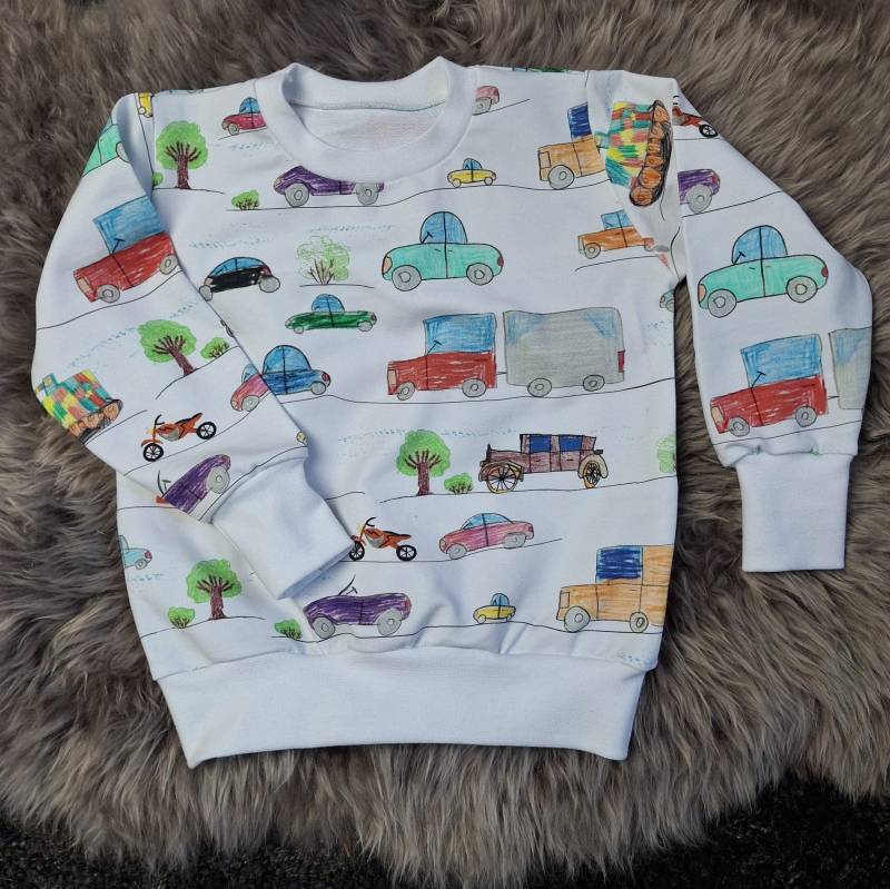 Bequemer Baumwoll-Sweater Für Babys & Kinder - French Terry Mit Autos Perfektes Geschenk Zur Geburt, Geburtstag, Weihnachten von GreJaLo