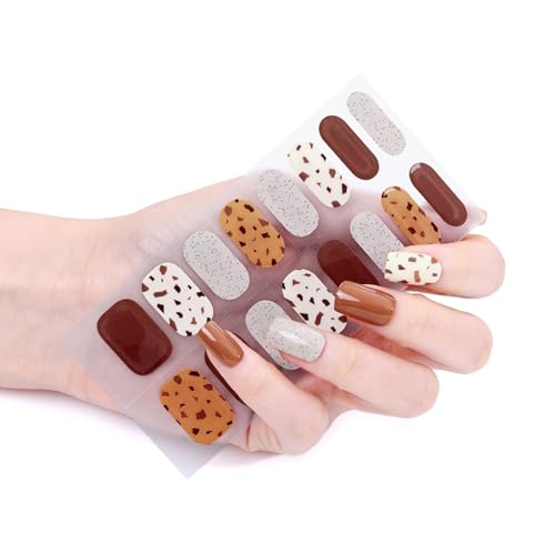 16 einfarbige Nagellackstreifen, selbstklebende Gel-Aufkleber, Gel-Streifen, volle Wraps für Nagelkunst von Greabuy