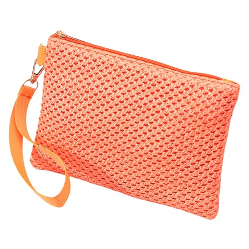 Elegante Strand Urlaubs Armbandtasche Für Frauen Böhmisch Gewebter Stroh Umschlag Tasche Vielseitige Reißverschlusstasche Kupplungstasche von Greabuy