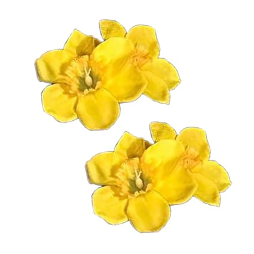 Greabuy 1 Paar gelbe Zwillingsblumen-Haarspange mit süßer Seitenklammer, stilvolle Haarspangen für Damen von Greabuy