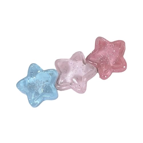 Greabuy 1 x Cartoon-Haarspange mit glitzernden Sternen, Dreifach-Harz-Haarnadeln für Mädchen und Frauen, süßes Design von Greabuy