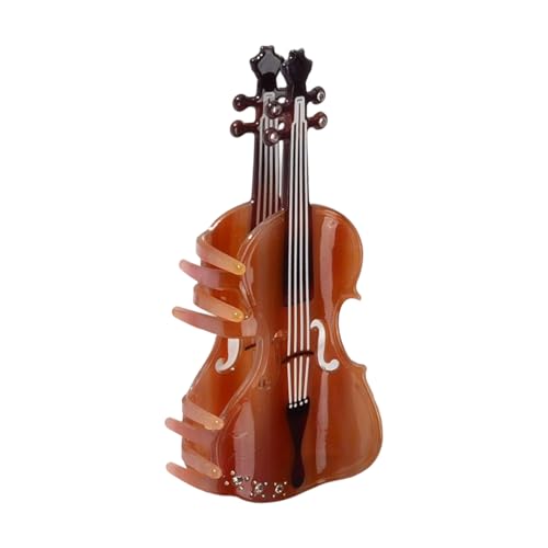 Greabuy 1 x elegante Violinen-Haarspange mit Holzstruktur, Acetat-Haarspangen für Damen und Mädchen, den täglichen Gebrauch und Musik-Thema von Greabuy