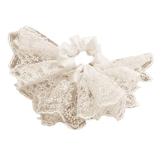 Greabuy Ballettrock Spitze Haargummi Doppellagig Rüschen Scrunchie mit unsichtbaren elastischen Kernen Haarteil für Frauen von Greabuy