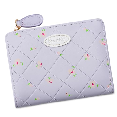 Greabuy Damen-Geldbörse mit Kartenhalter, kurze Geldbörse, PU-Leder, Blumendruck, Münzgeldbörse, hübsch, modisch, Münze, hübsch, kurz, Blumendruck, Münze, Bifold Card Case, hellviolett, Mass Beauty Greabuy Damen-Geldbörse mit Kartenhalter, kurze Geldbörse, PU-Leder, Blumendruck, Münzgeldbörse, hübsch, modisch, Münze, hübsch, kurz, Blumendruck, Münze, Bifold Card Case, hellviolett, Mass Beauty von Greabuy