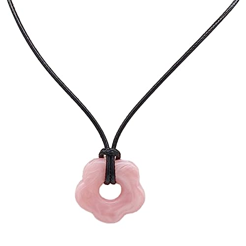 Greabuy Damen-Halskette mit Blumen-Anhänger aus Acryl, Wachslinie, modische Choker-Kette, 26 mm, Acryl Greabuy Damen-Halskette mit Blumen-Anhänger aus Acryl, Wachslinie, modische Choker-Kette, 26 mm, Acryl von Greabuy
