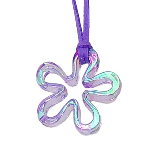 Greabuy Einzigartiger, ausgehöhlter Blumen-Anhänger, Halsketten, Acryl-Blumenschmuck, geeignet für jeden, 44mm, Acryl von Greabuy