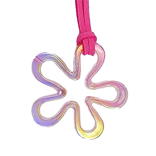 Greabuy Einzigartiger, ausgehöhlter Blumen-Anhänger, Halsketten, Acryl-Blumenschmuck, geeignet für jeden, 44mm, Acryl von Greabuy