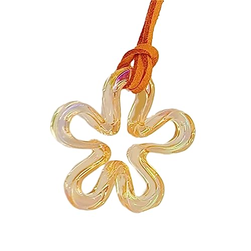 Greabuy Einzigartiger, ausgehöhlter Blumen-Anhänger, Halsketten, Acryl-Blumenschmuck, geeignet für jeden, 44mm, Acryl von Greabuy