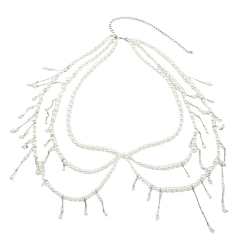 Greabuy Elegante mehrschichtige Perlen Fransen Taillenkette Gürtel Bauchkette Taille Dekor für Frauen Party Körperschmuck Taille von Greabuy