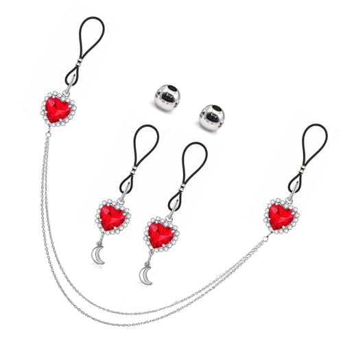 Greabuy Elegantes Brustwarzenring-Set mit Strasssteinen und Kette, Schmuck für modische Frauen, Urlaub und einzigartige Stile, 4.68x0.78in, Edelstahl von Greabuy