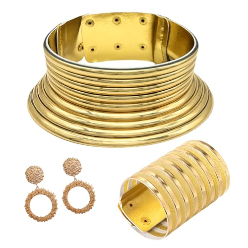 Greabuy Elegantes Tribal-inspiriertes Schmuck-Set mit langem Hals, zeitgenössisches ethnisches Halsband und Ohrringe, SizeApprox.15.817.8x6.5cm/6.27x2.56inches, Acryl Greabuy Elegantes Tribal-inspiriertes Schmuck-Set mit langem Hals, zeitgenössisches ethnisches Halsband und Ohrringe, SizeApprox.15.817.8x6.5cm/6.27x2.56inches, Acryl von Greabuy