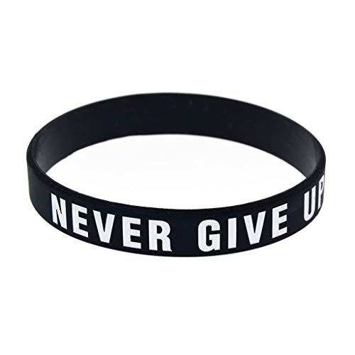 Greabuy Empowering Quote Never Gives Up Armband Silikon-Inspirationsband für tägliche Motivation mit inspirierendem von Greabuy