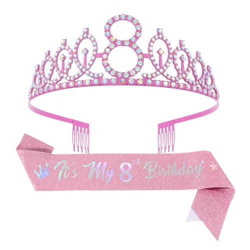 Greabuy Geburtstag Prinzessinnen Tiaras Set mit Strass Kronen Schärpe Haarschmuck für Mädchen Party, 1208cm, Glitzertuch, Legierung von Greabuy