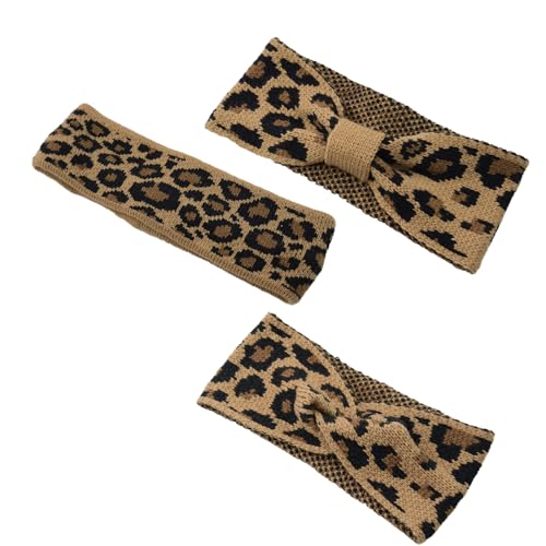 Greabuy Haarband aus Plüsch mit stilvollem Leopardenmuster, Schleife, dickes Futter für Make-up, Freizeitkleidung, Wintersport, Ohren von Greabuy