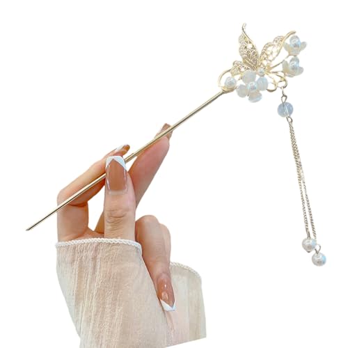 Greabuy Haarnadel aus Metall im antiken Design, elegante Haarnadel für Hochzeit, Party und den täglichen Gebrauch, mit Blume von Greabuy