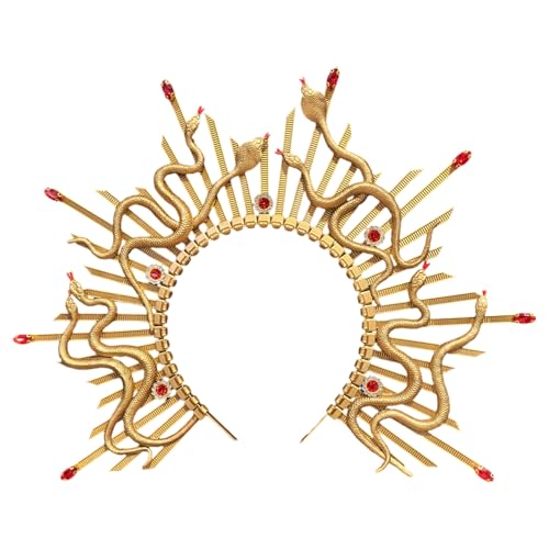 Greabuy Handgefertigter Schlangen-Haarreif, Punk-Haarband mit Stacheln, für Damen, Maskeraden, rutschfestes Haar-Accessoire für Themen von Greabuy
