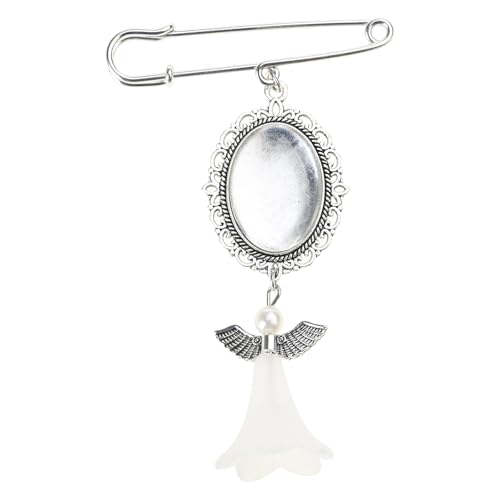 Greabuy Hochzeitsstrauß, Foto-Charm-Anhänger, Brosche, Spitzenrahmen, Hochzeitsanhänger, oval, Glas-Cabochons, Bilderrahmen, 4x3cm2.5cmx1.8cm, Metall von Greabuy