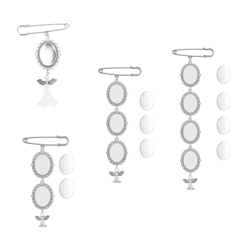 Greabuy Hochzeitsstrauß, Foto-Charm-Anhänger, Brosche, Spitzenrahmen, Hochzeitsanhänger, oval, Glas-Cabochons, Bilderrahmen, 4x3cm2.5cmx1.8cm, Metall von Greabuy