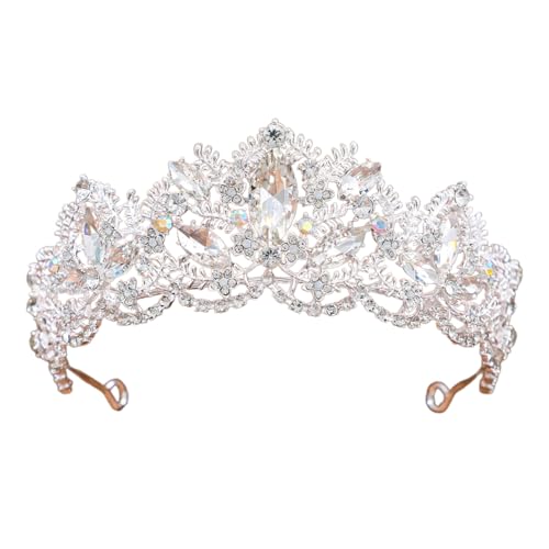 Greabuy Kopfbedeckung für Mädchen mit Krönung und Kristallen, für Frauen und Mädchen, Hochzeit, mit Strasssteinen, 5.5*27cm 5560cm, Kristall von Greabuy