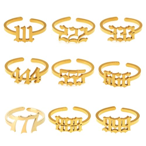 Greabuy Lucky 111 222 333 444 555 666 777 888 Ringe für Damen Glückszahl verstellbar, 1.17x1.17in, Metall Greabuy Lucky 111 222 333 444 555 666 777 888 Ringe für Damen Glückszahl verstellbar, 1.17x1.17in, Metall von Greabuy