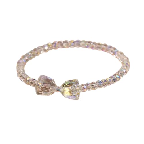 Greabuy Modisches, buntes künstliches österreichisches Kristall-Armband, funkelnde Steinperlen, elastische Kette, Armreif für Damen von Greabuy