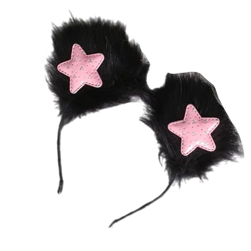Greabuy Plüsch-Haarband mit Sternbär-Ohren, für Damen und Mädchen, Anime-Thema, Haarband für den täglichen Gebrauch, Partys, Musik-Festivals von Greabuy