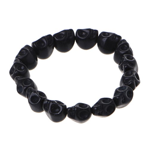 Greabuy Punk Persönlichkeit Schädel Perle Skelett Armbänder Gothic Charm für Kopf Knochen Stein Elastische Armbänder Tibetisches Gebet, 2.73x2.73in, Harz Greabuy Punk Persönlichkeit Schädel Perle Skelett Armbänder Gothic Charm für Kopf Knochen Stein Elastische Armbänder Tibetisches Gebet, 2.73x2.73in, Harz von Greabuy