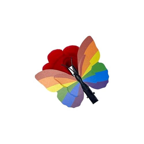 Greabuy Realistische Schmetterlings-Haarspangen in Regenbogenfarben, für Damen und Mädchen, beliebtes Haarstyling, 8 Stück von Greabuy