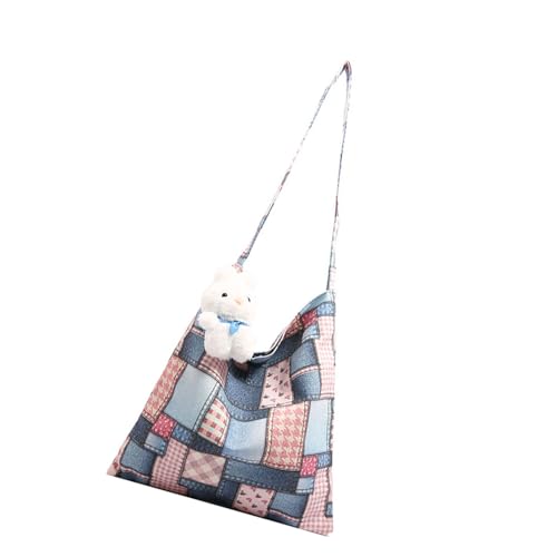 Greabuy Retro Canvas Kariert Patchwork Schultertasche Große Kapazität Arbeit Casual Multifunktions Unterarm Handtasche Geldbörse, Farbe 1, Einheitsgröße Greabuy Retro Canvas Kariert Patchwork Schultertasche Große Kapazität Arbeit Casual Multifunktions Unterarm Handtasche Geldbörse, Farbe 1, Einheitsgröße von Greabuy