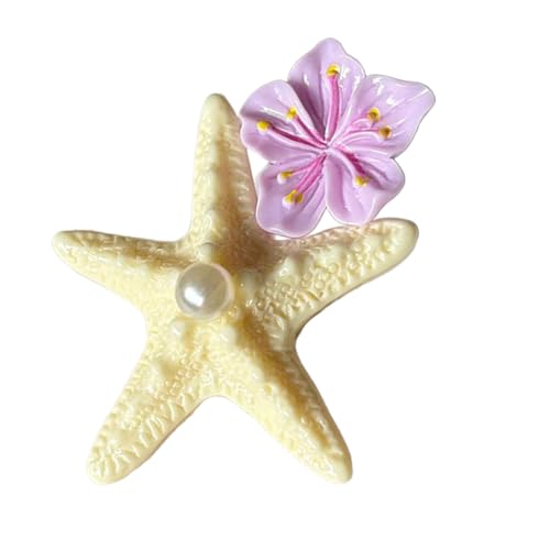 Greabuy Seitliche Haarspange mit Seestern-Design, leicht, bequem, PVC, Haar-Accessoire für Damen und Mädchen, Strand von Greabuy