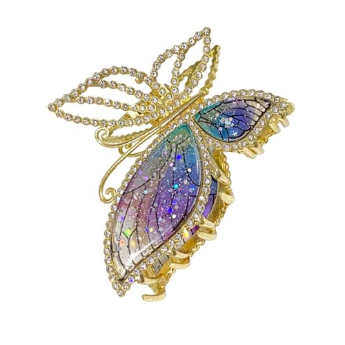Greabuy Stilvolle glitzernde Schmetterlings-Haarspange, Metall-Haarschmuck für Damen, elegante Hochsteckfrisuren und niedrig von Greabuy