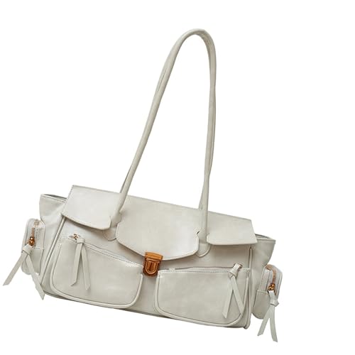 Greabuy Trendige Damen Pendlertasche mit geräumigem Innenraum und bequemem Schultergurt Schultertaschen PU Achselhandtasche Trendy Damen Geldbörse, weiß, One Size von Greabuy