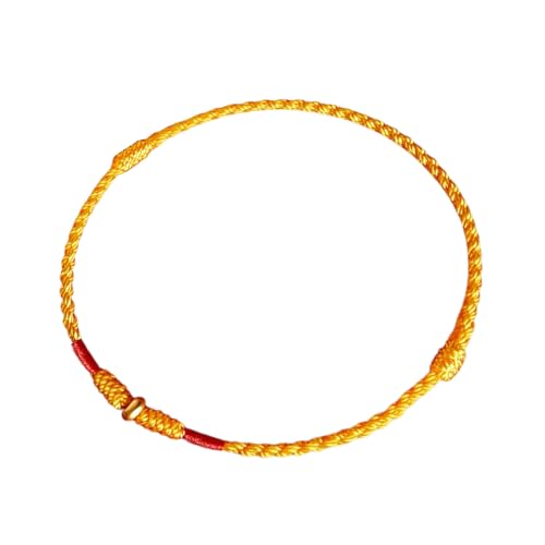 Greabuy Verstellbare Handgewebte Rote Seilluck Armreif Für Liebhaber Stilvolle Frauen Männer Fußkettchen Mit Goldener Perlen Mode Schmuck Herz Rot Faden von Greabuy