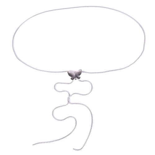 Greabuy Verstellbare Mehrzweck-Halskette mit Schmetterlingen, elegante Dekoration, lange Halskette für Damen, 120 cm, Metall Greabuy Verstellbare Mehrzweck-Halskette mit Schmetterlingen, elegante Dekoration, lange Halskette für Damen, 120 cm, Metall von Greabuy