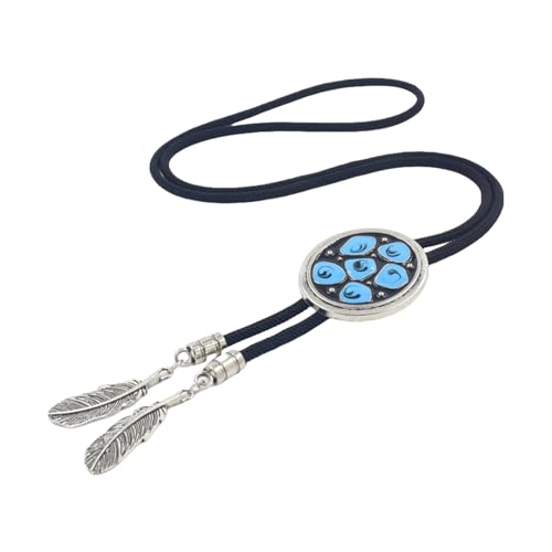 Greabuy Western Styles Seil-Krawatte Blatt Charm Boloties Halskette mit rundem Anhänger für Männer und Frauen Rollenspiele Mode von Greabuy