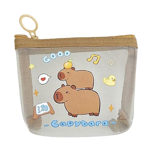 Leichter Netz-Münzhalter mit lustigem Capybara-Design, atmungsaktive Netztasche, geeignet für verschiedene Altersgruppen und leicht zu transportierende Capybara-Münzgeldbörse, Zwei Capybara, Mass von Greabuy
