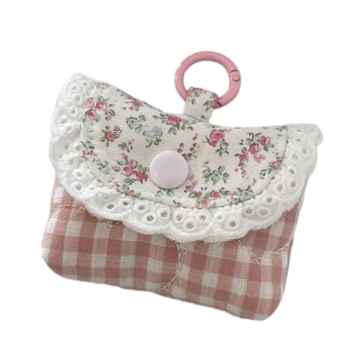 Münzgeldbörse mit Spitze, kleine Kleingeldtasche, Münztasche, Kopfhörer-Aufbewahrungstasche, Kopfhörerhülle, Blumendruck, Brieftaschen für Mädchen, Kopfhöreraufbewahrung für Mädchen und Frauen von Greabuy