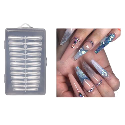Nagelspitzen mit vollständiger Abdeckung, extra lang, transparent, Kunstspitzen, künstliche Fingernägel, für Damen, 240 Stück von Greabuy