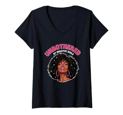Damen Afroamerikanische Afrokönigin freche Schwarze Frau ohne Störung T-Shirt mit V-Ausschnitt von Great African American Woman Birthday Black Queen