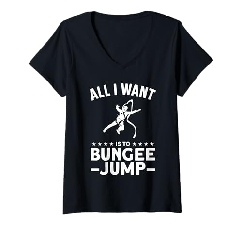 Damen Alles was ich Will ist Bungee Jump T-Shirt mit V-Ausschnitt Damen Alles was ich Will ist Bungee Jump T-Shirt mit V-Ausschnitt von Great All I Want Is To Bungee Jump Apparel