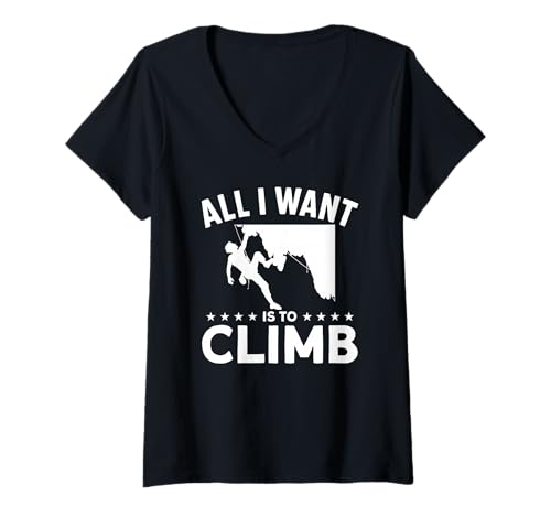 Damen Alles was ich Will ist Klettern T-Shirt mit V-Ausschnitt Damen Alles was ich Will ist Klettern T-Shirt mit V-Ausschnitt von Great All I Want Is To Climb Apparel
