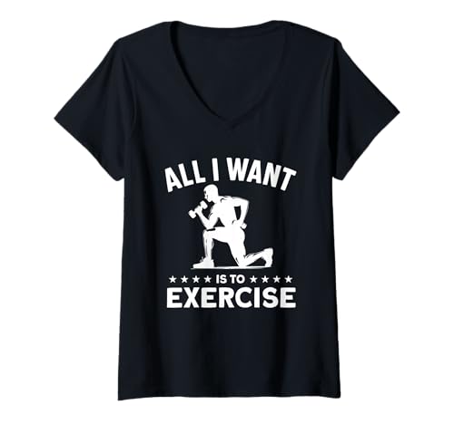 Damen Alles was ich Will ist trainieren T-Shirt mit V-Ausschnitt Damen Alles was ich Will ist trainieren T-Shirt mit V-Ausschnitt von Great All I Want Is To Exercise Apparel
