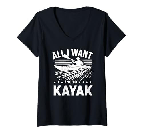 Damen All I Want is to Kajak T-Shirt mit V-Ausschnitt Damen All I Want is to Kajak T-Shirt mit V-Ausschnitt von Great All I Want Is To Kayak Apparel