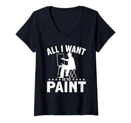 Damen Alles was ich Will ist malen T-Shirt mit V-Ausschnitt Damen Alles was ich Will ist malen T-Shirt mit V-Ausschnitt von Great All I Want Is To Paint Apparel