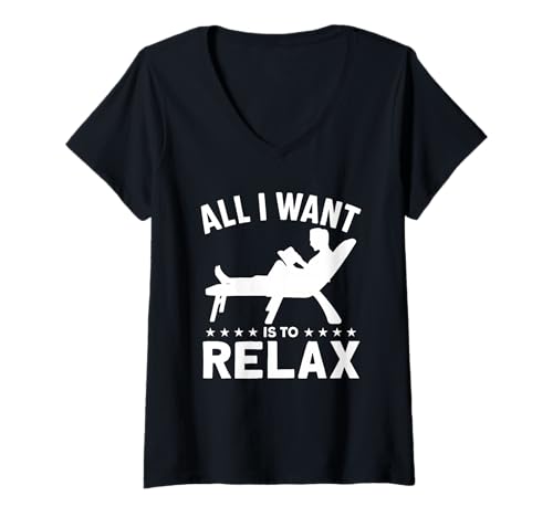 Damen Alles was ich Will ist entspannen T-Shirt mit V-Ausschnitt Damen Alles was ich Will ist entspannen T-Shirt mit V-Ausschnitt von Great All I Want Is To Relax Apparel