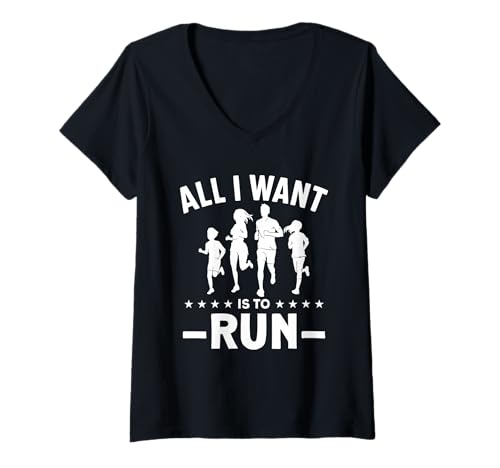 Damen Alles was ich Will ist rennen T-Shirt mit V-Ausschnitt Damen Alles was ich Will ist rennen T-Shirt mit V-Ausschnitt von Great All I Want Is To Run Apparel