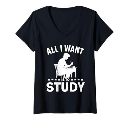 Damen Alles was ich Will ist Lernen T-Shirt mit V-Ausschnitt Damen Alles was ich Will ist Lernen T-Shirt mit V-Ausschnitt von Great All I Want Is To Study Apparel