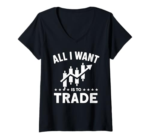 Damen Alles was ich Will ist handeln T-Shirt mit V-Ausschnitt Damen Alles was ich Will ist handeln T-Shirt mit V-Ausschnitt von Great All I Want Is To Trade Apparel